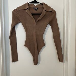 Fashion Nova Chocolate Ribbed Bodysuit